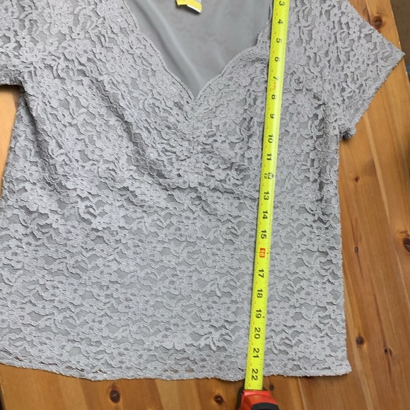 Talbots Petite, Vintage, Lacy, Light Grey, Lined Formal Wear Top - Picture 12 of 13